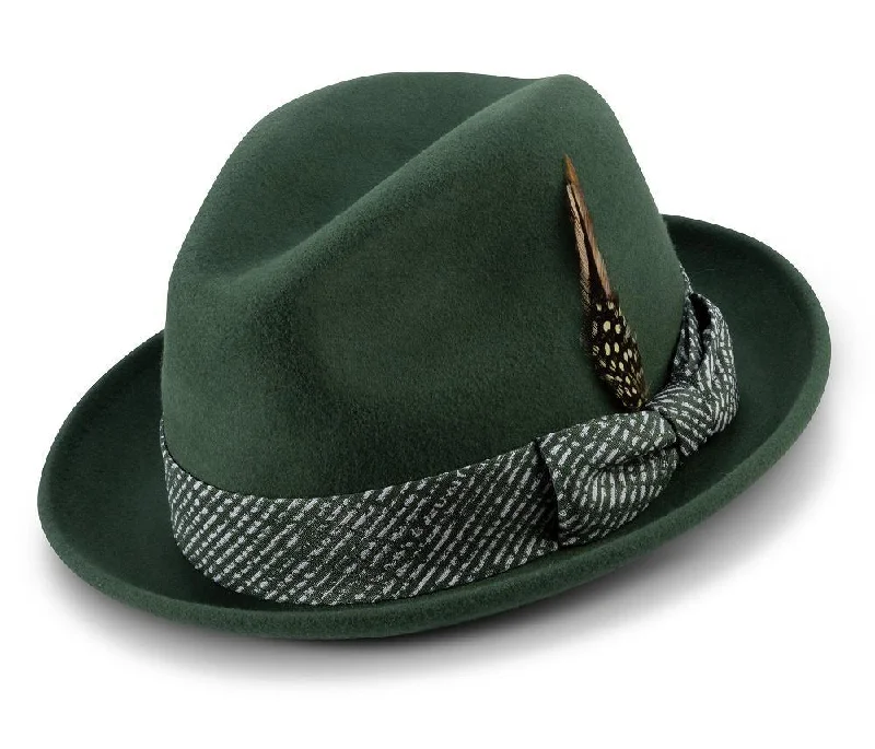 Montique Hunter 2" Brim Wool Felt Fedora Hat H-2123