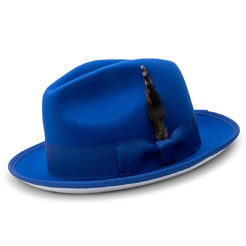 Pristinefy Collection: Montique Royal 2 1/4" Brim White Bottom Wool Felt Dress Hat