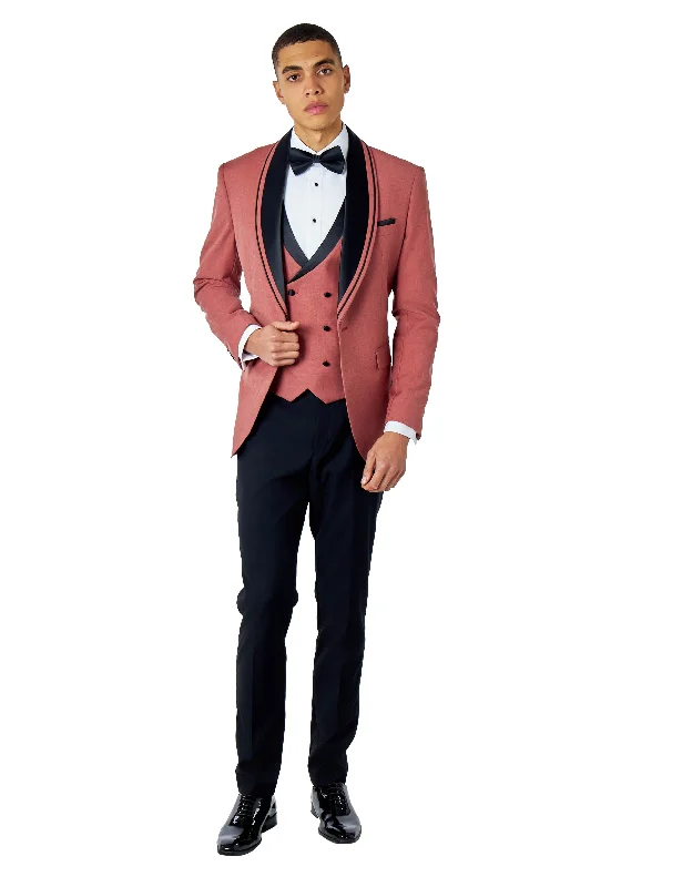 GREG – PINK BLACK 3 PIECE TUXEDO WEDDING SUIT