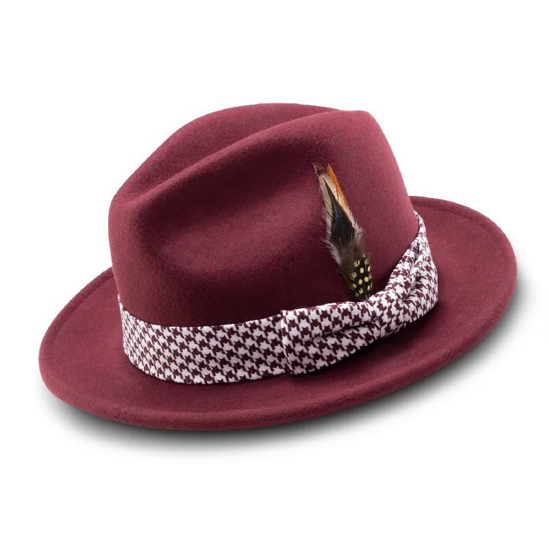 Montique Burgundy 2 1/4" Brim Pinch Crown Felt Hat H-2255:57