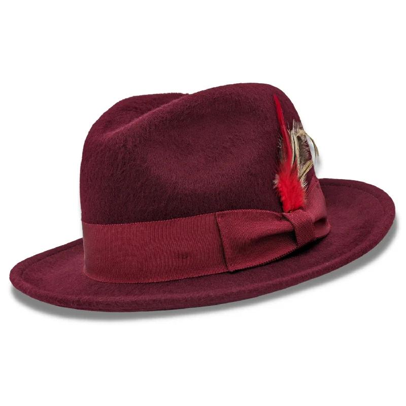 Iconify Collection: Montique Burgundy 2 1/4" Brim Beaver Look Felt Hat