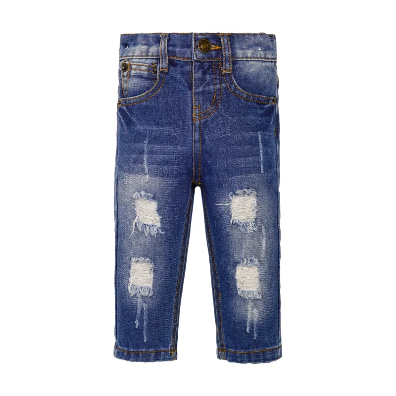 Men's Jeans with Elastic WaistbandsElastic Waist Ripped Holes Soft Kids Jeans