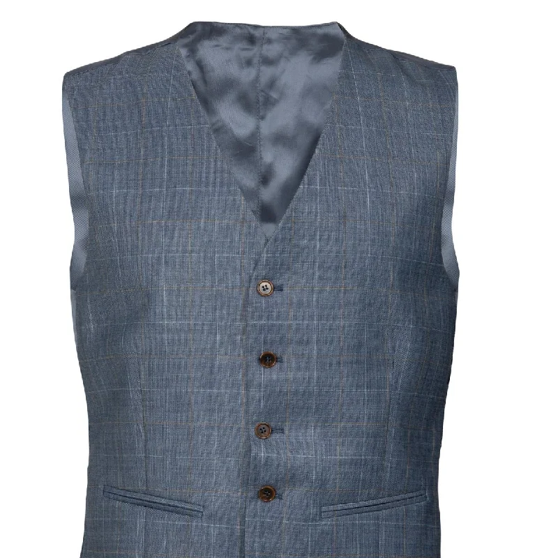 Scott Waistcoat - Light Blue Checked Pattern