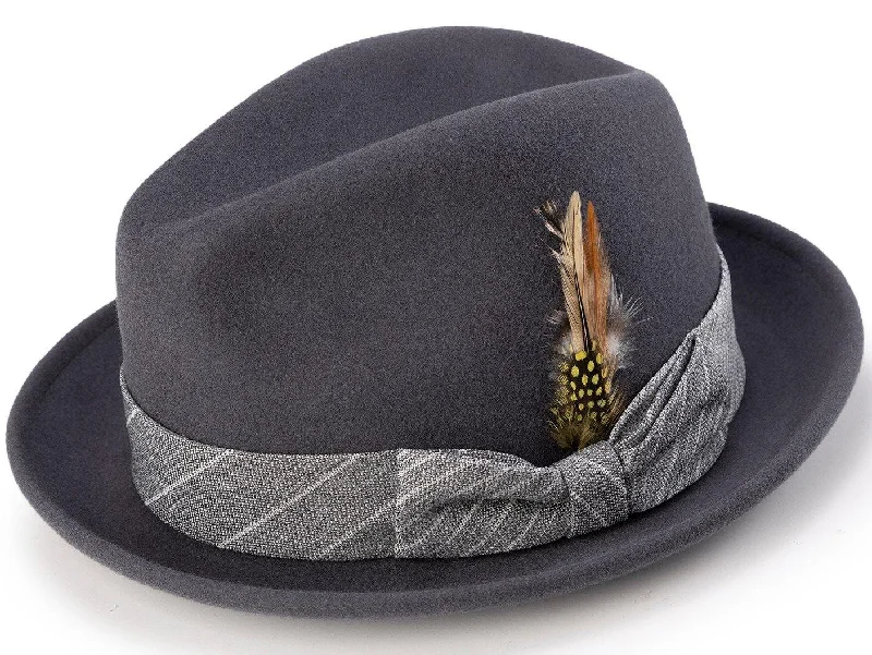 Montique Men's Grey Color Wool Felt Dress Hat H-1963