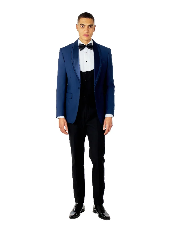 GREG – THREE PIECE WEDDING TUXEDO SUIT IN NAVY BLUE-MIX