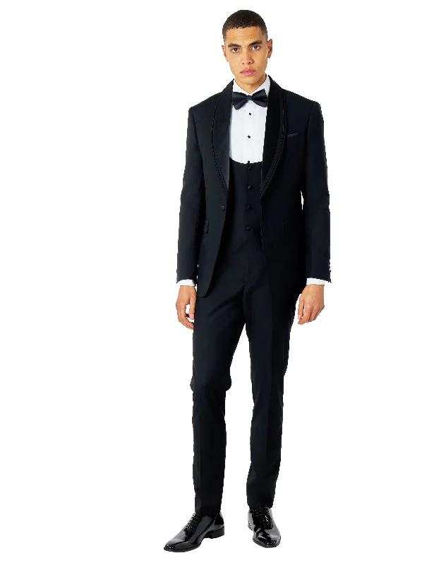 GREG – THREE PIECE WEDDING TUXEDO SUIT IN BLACK