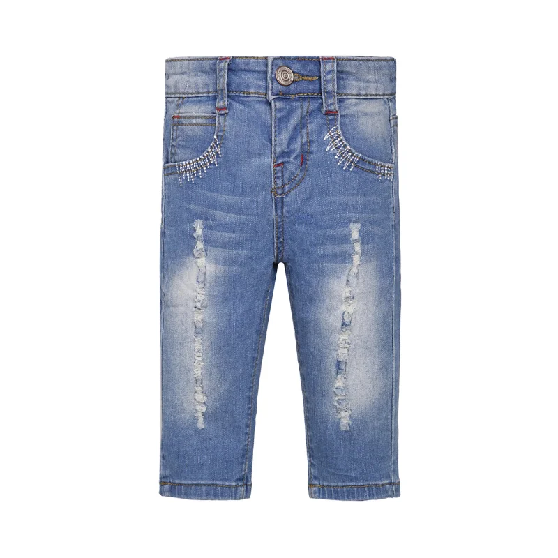 Authentic Men's Denim JeansBaby Ripped Holes Pocket Washed Jeans
