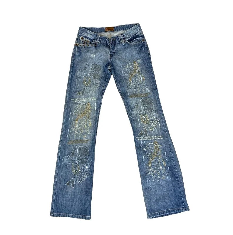 Baggy Men's JeansVTG 90s Y2K CHRISTIAN DIOR EMBROIDERED LIGHT BLUE BOOTCUT JEANS SIZE 30X33