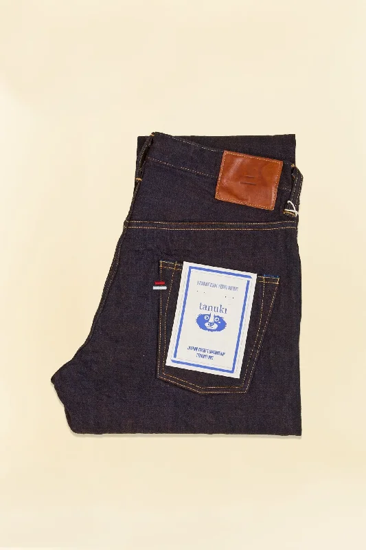 Cool Men's JeansTanuki 14.5oz "Kakishibu" High Rise Tapered Selvedge Jeans