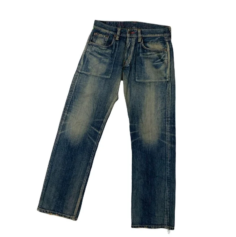 Elegant Men's JeansVTG DISTRESSED SUNFADED BLUE EDWIN STRAIGHT LEG JEANS SIZE 34W 32L