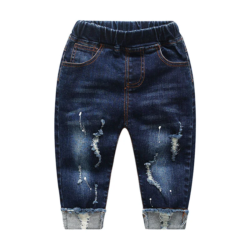 Classic Men's Jeans StyleBaby Boys Girls Stretch Waist Ripped Jeans