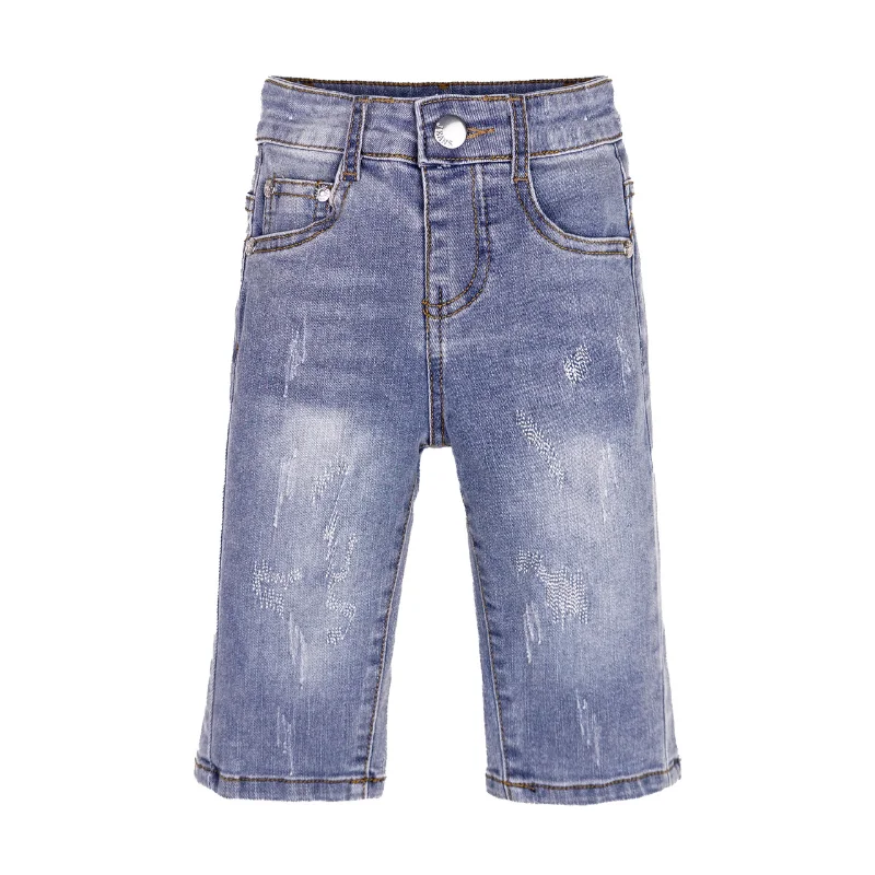Affordable Men's JeansRipped Holes Stone Washed Soft Slim Kids Jeans