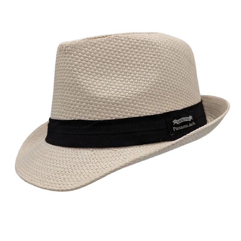 Panama Jack Matte Toyo Fedora - 3/4" Brim, Breathable Hat - Ivory