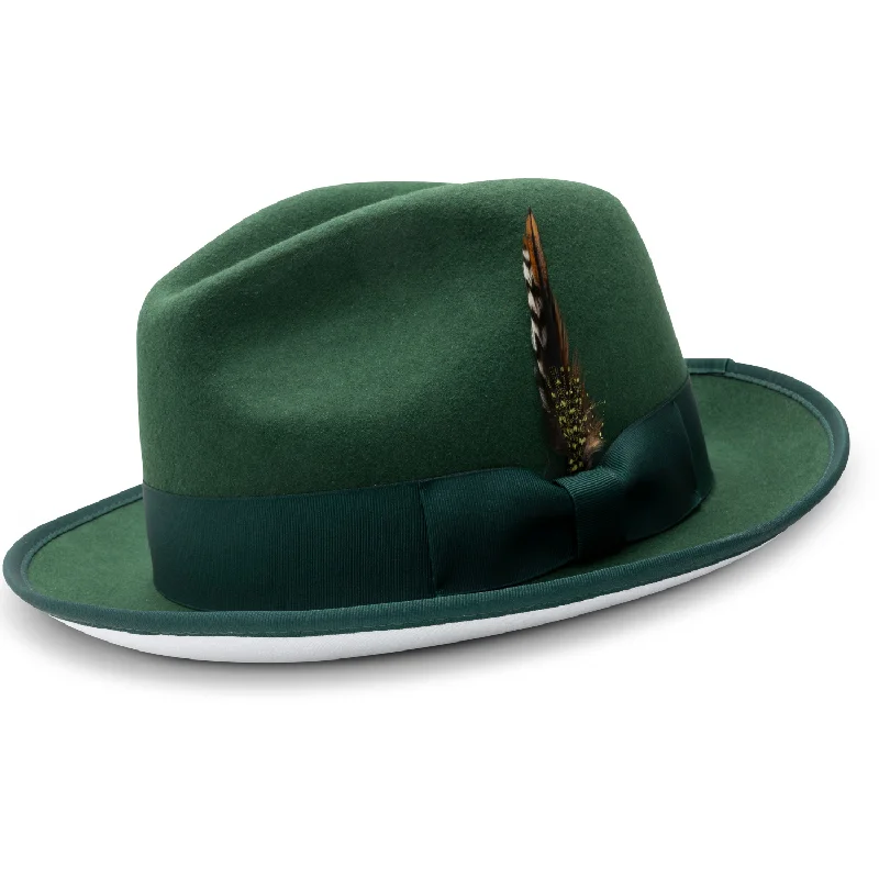 Pristinefy Collection: Montique Hunter 2 1/4" Brim White Bottom Wool Felt Dress Hat