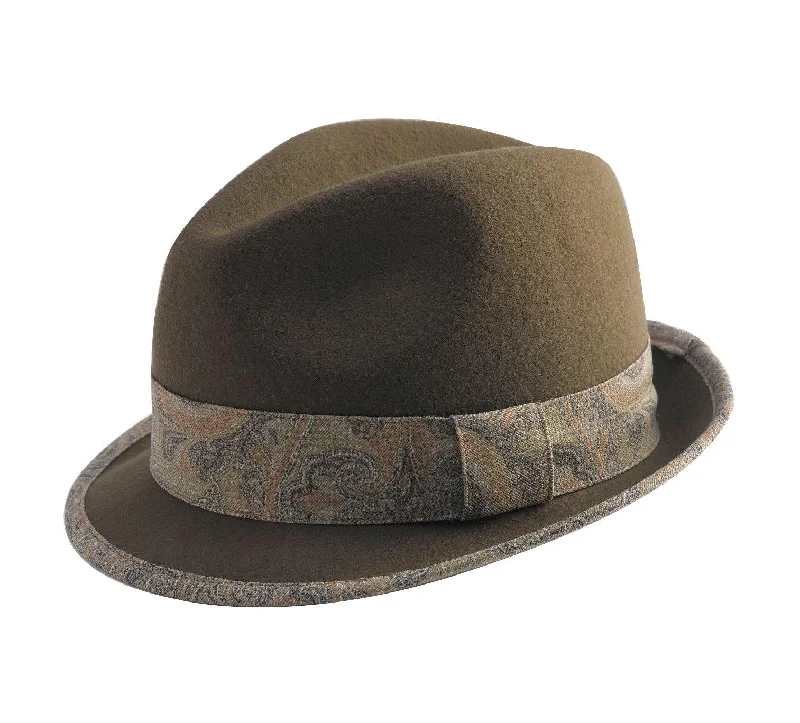 Suavefy Collection: Men's Olive Fedora Stingy Brim Felt Hat