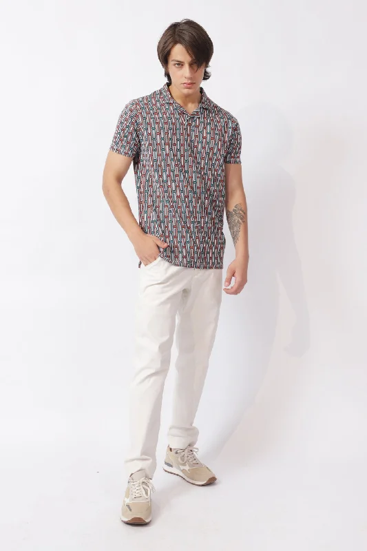 Men's Shirts with CollarsRESORT COLLAR PRINTED POLO