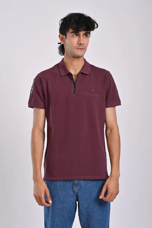 Men's Shirts with Hidden PocketsZIP PLACKET CUT PANEL POLO