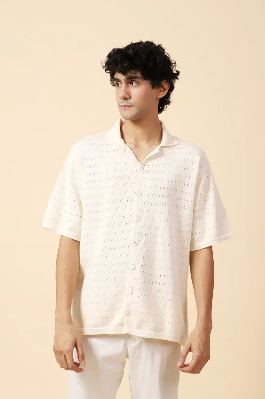 Striped Men's TopsKNITTED RESORT COLLAR POLO