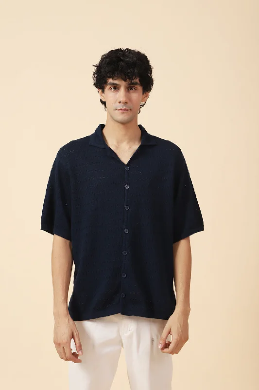 Men's Shirts with Appliquéd SleevesKNITTED RESORT COLLAR POLO