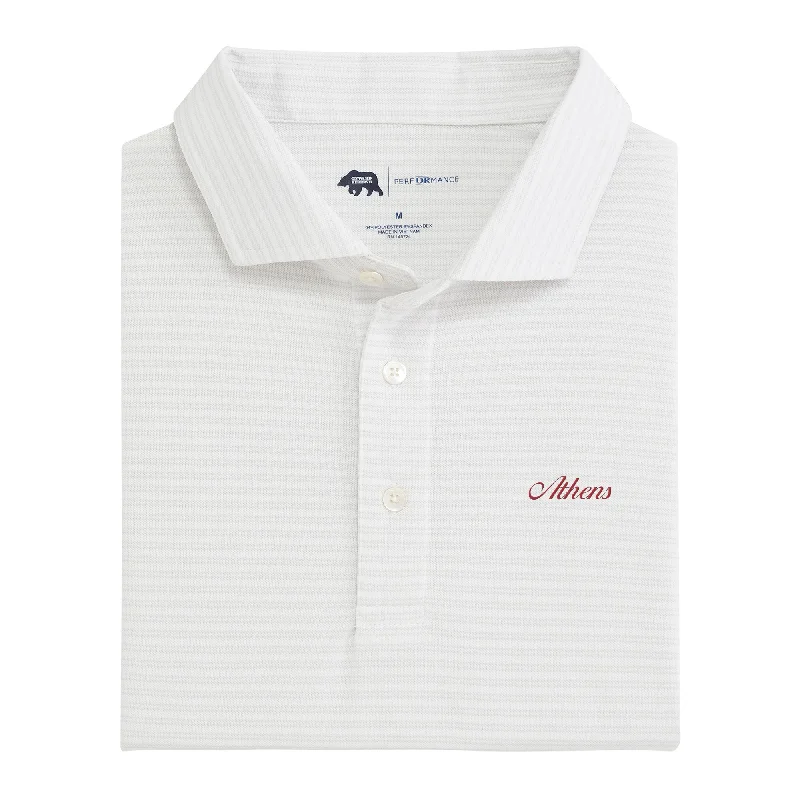 Men's Shirts with Contrast StitchingAthens Town Script Pairing Stripe Performance Pique Polo - Mirage Grey