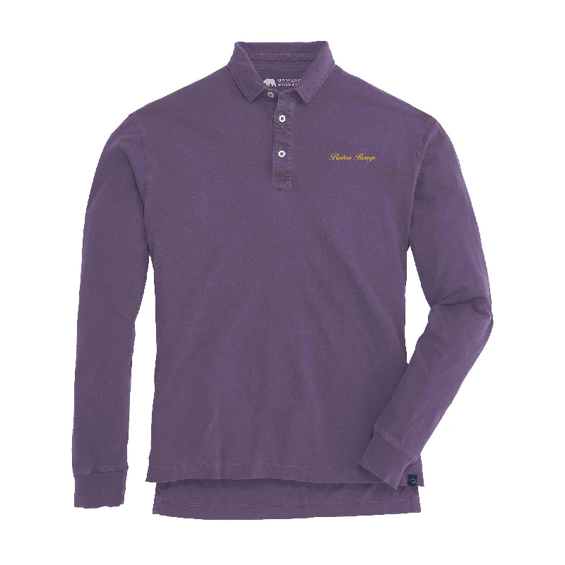 Men's Shirts with Scoop NecksBaton Rouge Town Script L/S Perry Polo - Loganberry