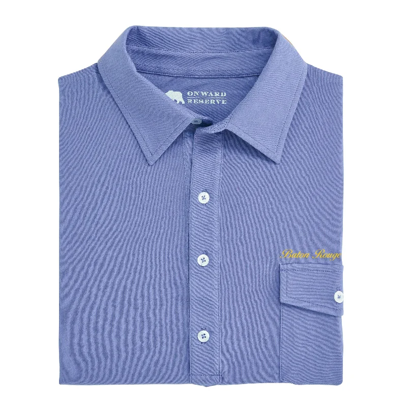 Men's Shirts with Adjustable HemlinesBaton Rouge Town Script Old School Polo - Daybreak