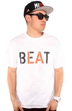 Men's Shirts with Embellished CollarsBeat LA (Men's White/Orange Tee)