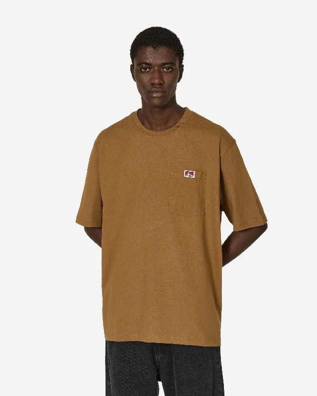 Men's Shirts with Raw-Edge HemlinesHeavy Duty Classic Label Pocket T-Shirt Coyote Brown