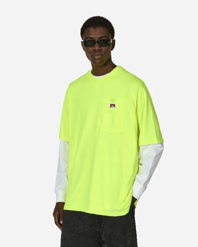 Men's Shirts with Mock NecksHeavy Duty Classic Label Pocket T-Shirt Hi Vis Green