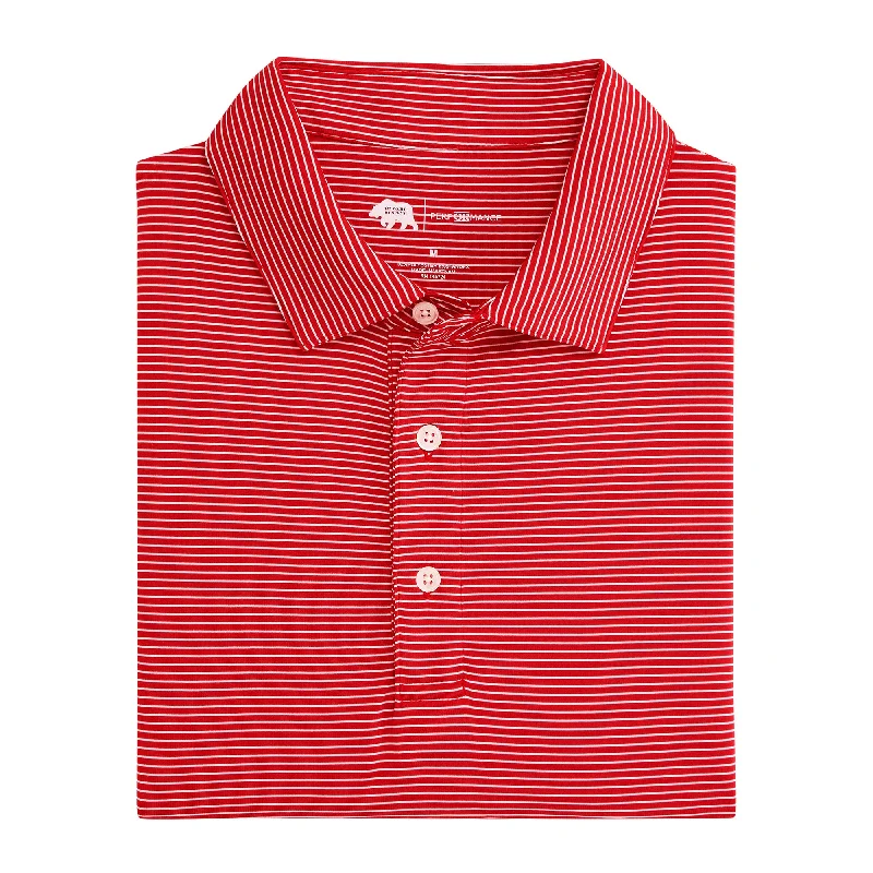 Men's Shirts for FishingBirdie Stripe Performance Polo - Red/White