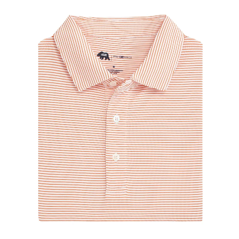 Men's Shirts with Contrast CollarsBirdie Stripe Performance Polo - White/Orange