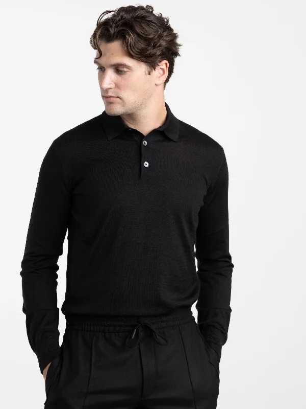 Men's Neutral-Tone Shirts for Versatile StylingBlack Cashseta Polo Shirt