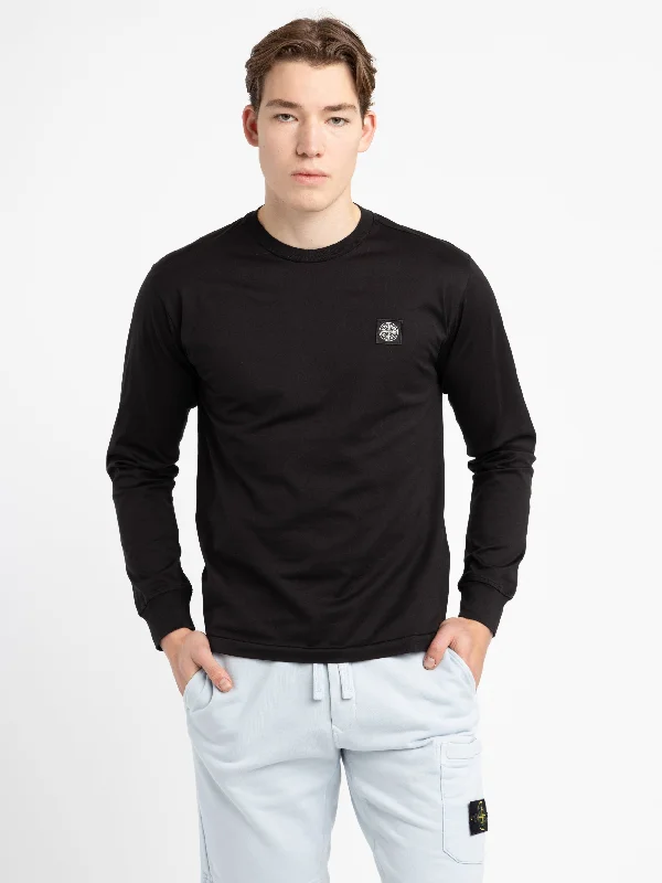 Men's Patterned Casual Shirts for Relaxed StylingBlack Long-Sleeve Cotton Shirt