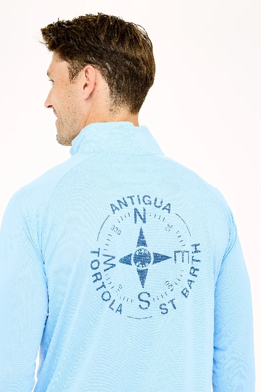 Men's Timeless Dress Shirts for Enduring StyleTortola Compass UPF50 Zip Tech Shirt - Serenity Blue