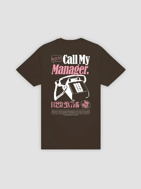 Men's Shirts with Abstract DesignsCall My Manager Tee - Brown
