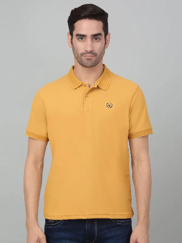 Men's Shirts for FishingMen's Mustard  Polo neck Half Sleeve T-Shirt