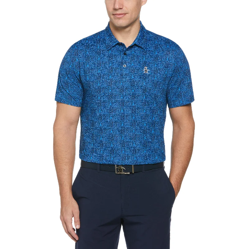Men's Shirts with Elastic WaistbandsChi Chi Allover Tribal Print Golf Polo