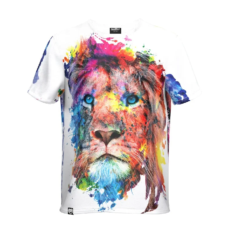 Lightweight Men's Linen ShirtsColorful Lion T-Shirt