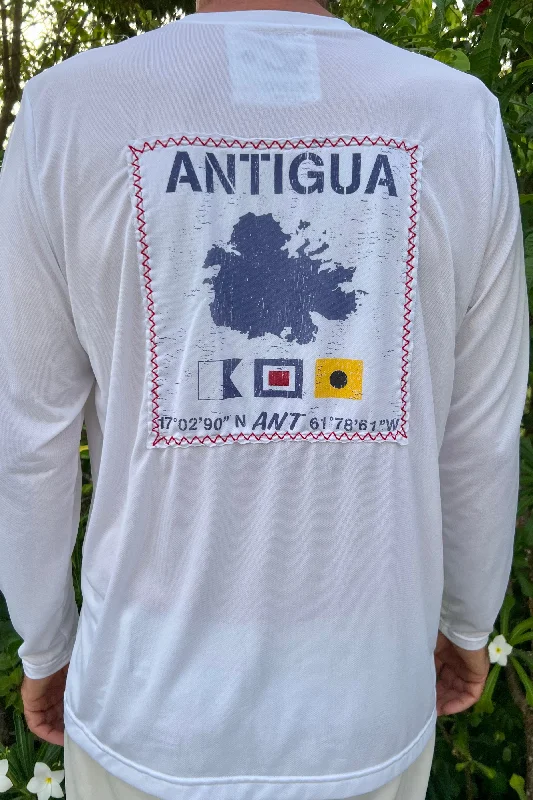 Men's Iron-Free Shirts for Wrinkle-Resistant WearAntigua Flag Patch UPF50 Shirt - White