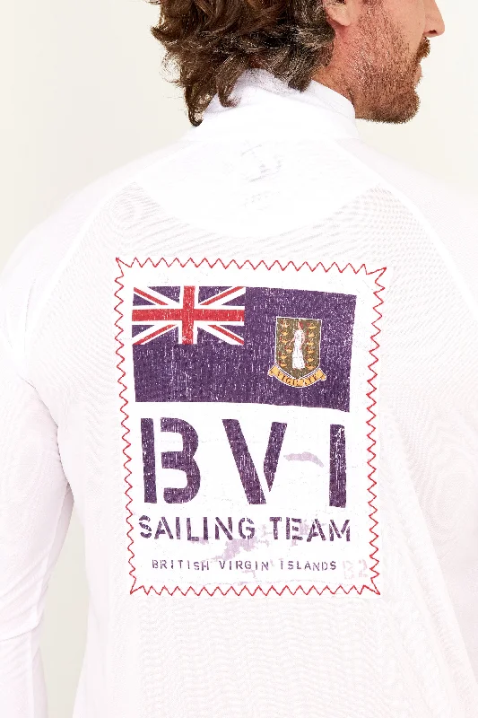 Men's Wrinkle-Free Shirts for Easy CareBVI Sailing Team UPF50 Zip Tech Shirt - White