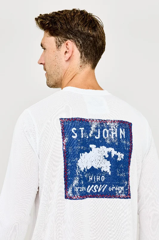 Men's Short-Sleeve Shirts for Warm WeatherSt John Map Patch UPF50 Shirt - White