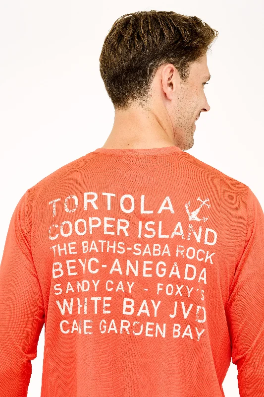 Men's Solid-Colored Shirts for VersatilityIsland Names UPF50 Shirt - Sunset Red