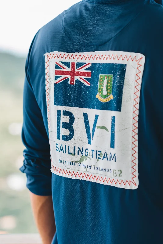 Men's Henley T-Shirts for a Casual TwistR3 BVI Sailing Team UPF50 Shirt - Racing Blue