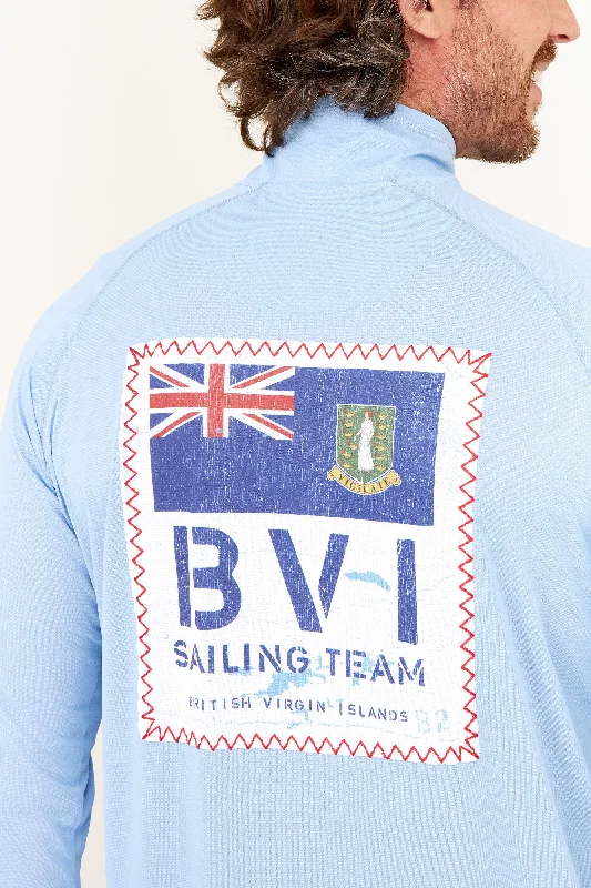 Men's Stain-Resistant Shirts for Mess-Free WearBVI Sailing Team UPF50 Zip Tech Shirt - Serenity Blue
