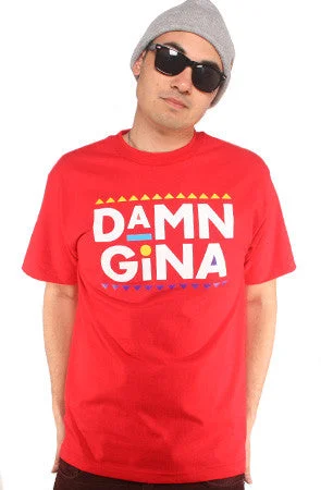 Warm Men's Fleece-Lined TopsDamn Gina (Men's Red Tee)