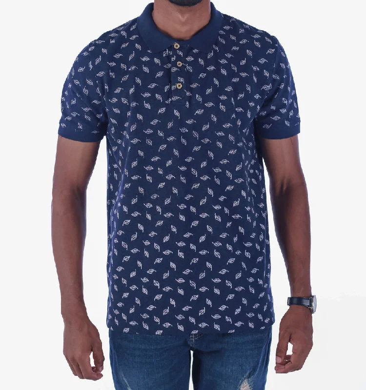 Patterned Men's Hawaiian ShirtsDIT LEAF GOLFER – NAVY MELANGE