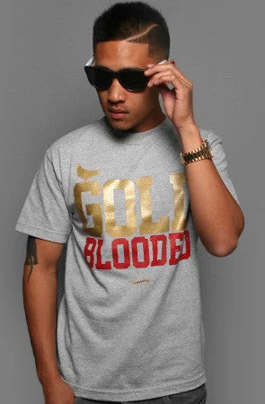 Men's Shirts with Logo EmbossmentsGold Blooded (Men's Heather/Red Tee)