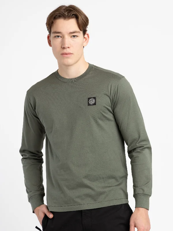 Men's Versatile Dress Shirts for Multiple OccasionsGreen Long-Sleeve Cotton Shirt