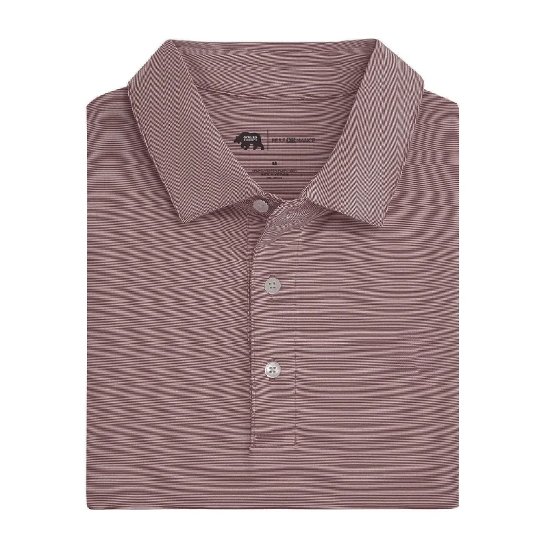 Men's Shirts with Spread CollarsHairline Stripe Performance Polo - Maroon