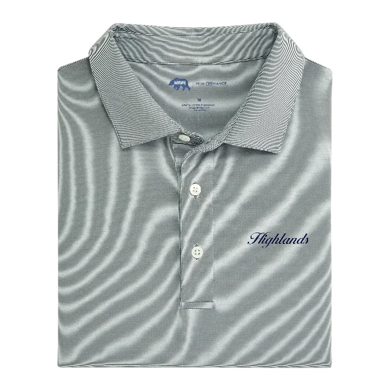 Men's Three-Quarter Sleeved TopsHighlands Town Script Hairline Stripe Performance Polo - Trekking